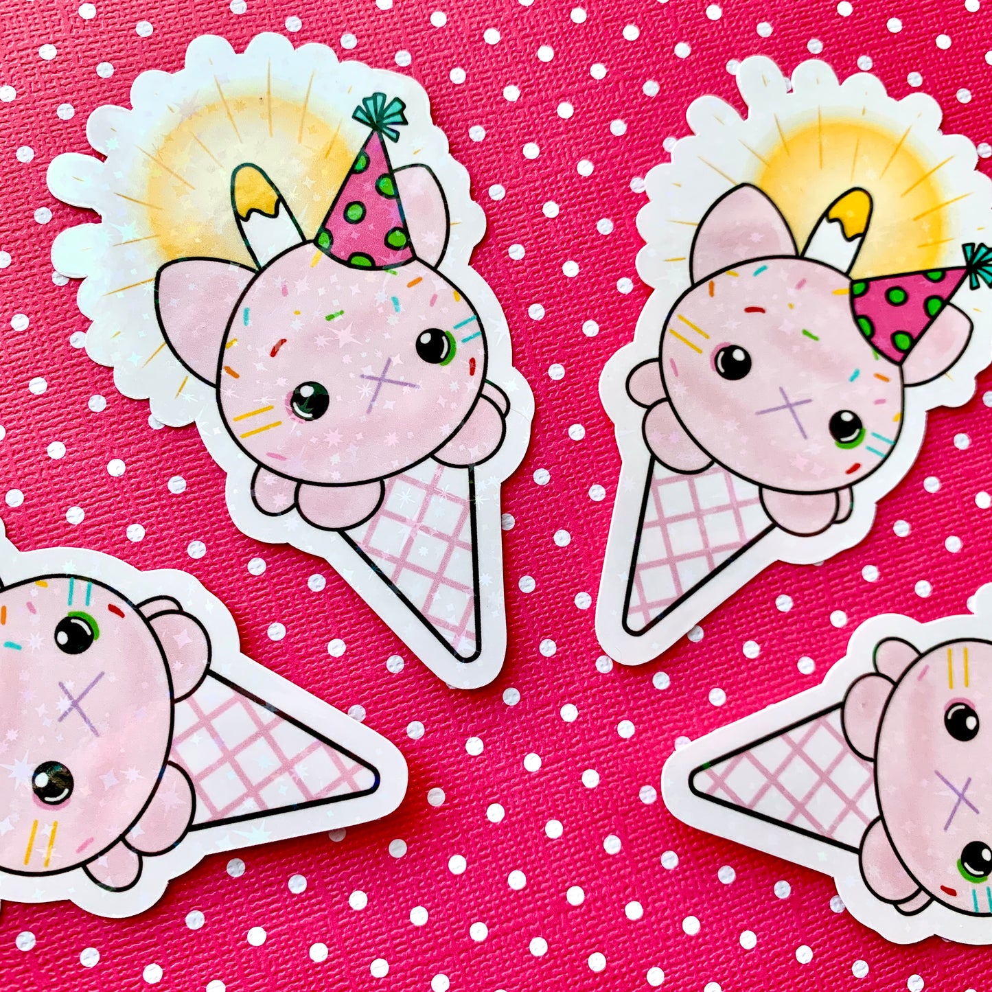 Sprinkle Birthday Ice Cream Cone - 3.5" Vinyl Sticker - Yummi Cats