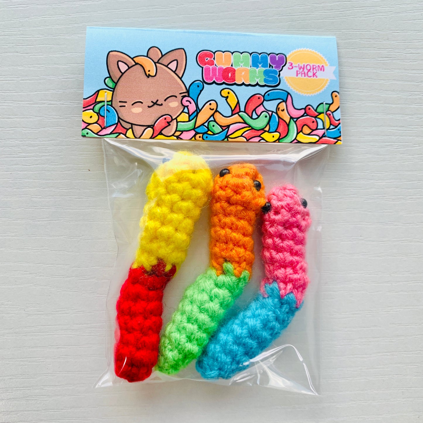 Gummy Worm Topping Pals 3-Pack - Yummi Cats